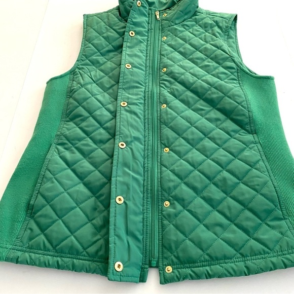 Cynthia Rowley Green Quilted Zip-up Sleeveless Puffer Vest Sz Large Solid Layer - Picture 10 of 16